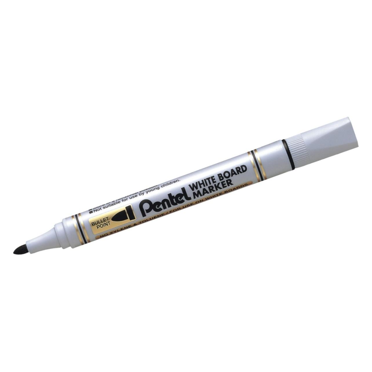 Pentel Whiteboard-Marker MW85, Rundspitze, schwarz (1x) (MW85-AE)