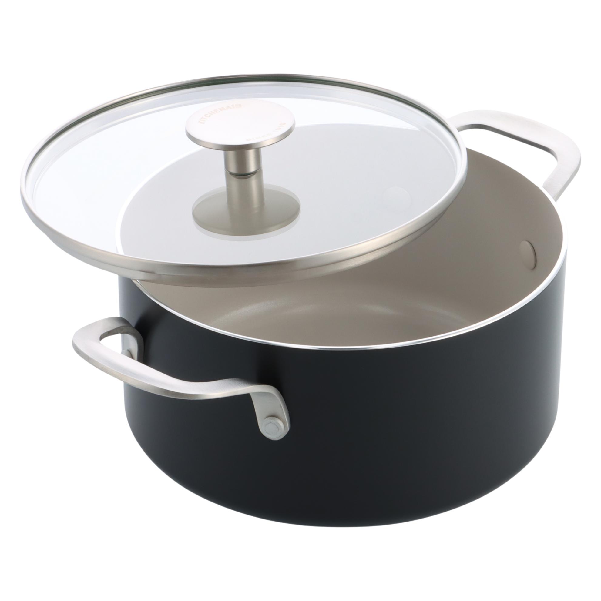 KitchenAid - Coloured Aluminum Casserole with Lid - Matte Black - 20 cm (Aluminium) (CC010147-001)