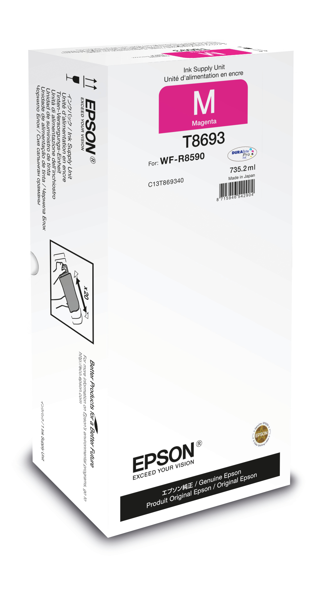 Epson Magenta XXL Ink Supply Unit, Hohe (XL-) Ausbeute, Magenta, Tinte auf Farbstoffbasis, 735,2 ml, 1 Stück(e)