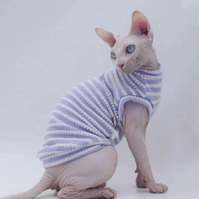 Uplift Picks Breathable Striped Sphynx Cat Shirt For Summer Comfort purple m