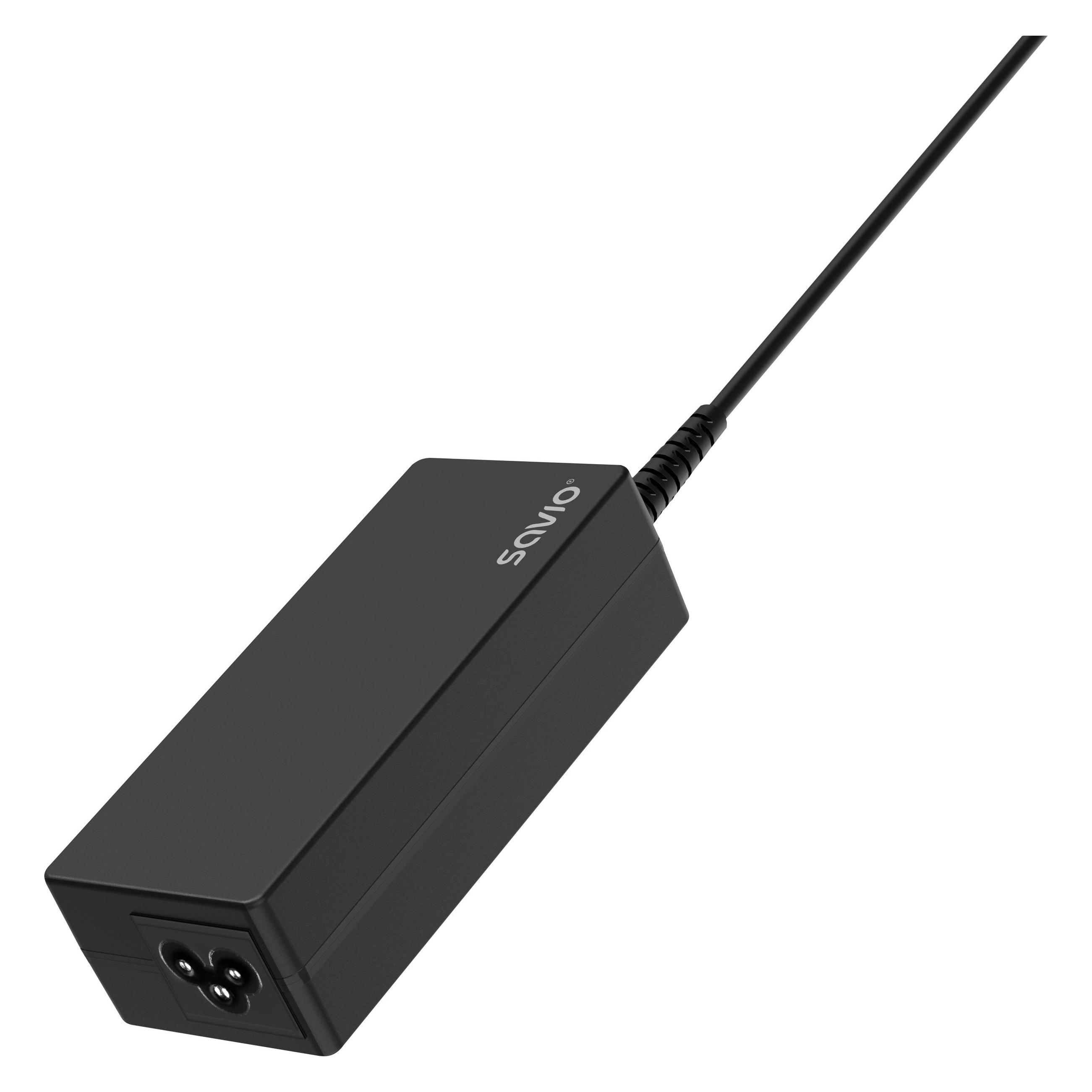 Savio ZA-01 Ladegerät für Mobilgeräte Netbook Laptop Smartphone Telefon Schwarz AC Drinnen (65 W, 1 Port) (ZA-01)