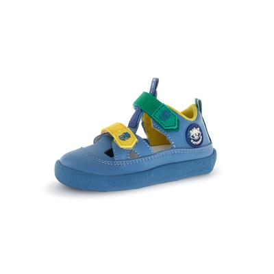 Barfußschuh NATURINO, Jungen, Gr. 26, blau (hellblau), Leder, kontrastfarbene Details, Schuhe Barfußschuh, Sportive Sandale, Größenschablone zum Download