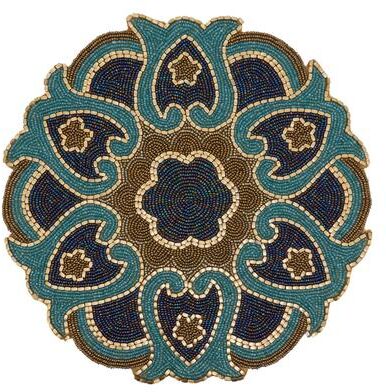 Saro Lifestyle Round Placemats With Beaded Design (Set of 4)