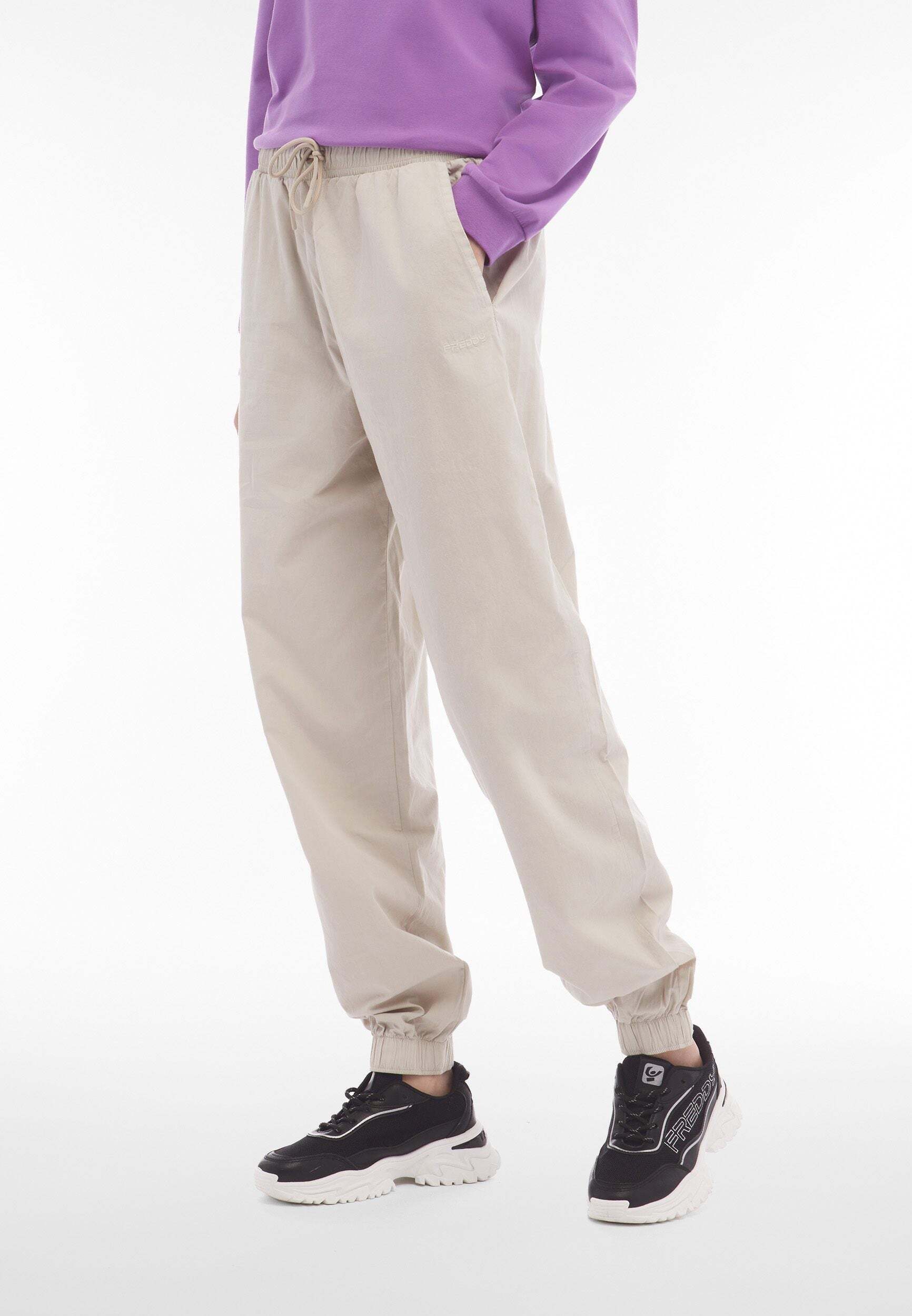 Sweathose FREDDY "Hosen ANINES404", Damen, Gr. S, EURO, beige (hemp), Obermaterial: 100% Baumwolle CO., Hosen Sweathose hemp S, EURO
