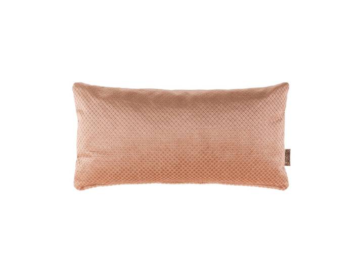 Coussin en tissu aspect velours vieux rose, rectangulaire, motif