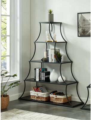 Furniture of America Gliny Contemporary Glass Shelves Open Back Bookcase