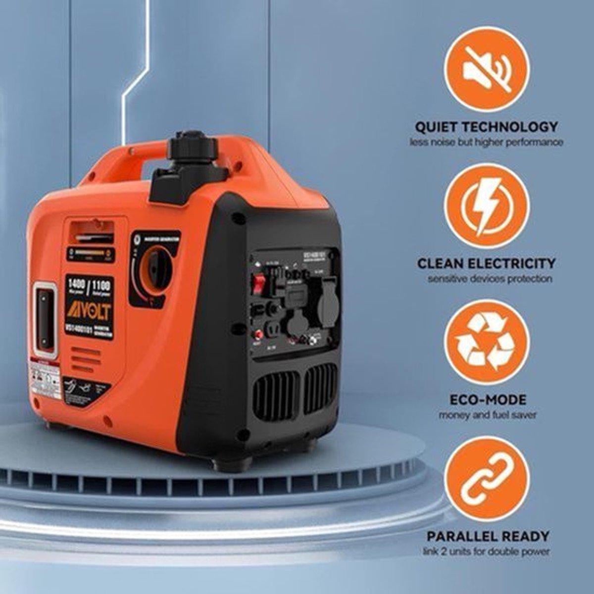 Selius Benzine generator - Draagbare 1400W inverter generator - Grijs