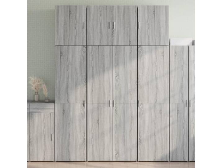 RJPLMFV Anrichte hoch, Sonoma, grau, 80 x 42,5 x 249 cm Holzwerkstoff, Regale, Türen, Griffe, Schlafzimmer, Wohnzimmer, Flur