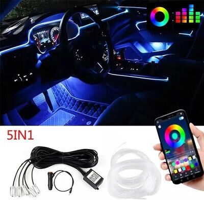 Uplift Essentials Flexible EL Wire Car Interior RGB LED Strip Lights With App Control 5in1 6m Cigarette