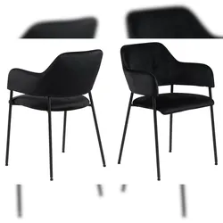 Ebuy24 Lisa Esszimmerstuhl mit Armlehne schwarz. 2er Set
