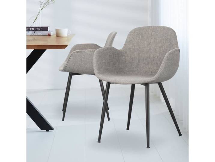 Chaise de salle à manger - DIMEHOUSE - Mick - Gris - Industriel - Loft - Avec accoudoirs