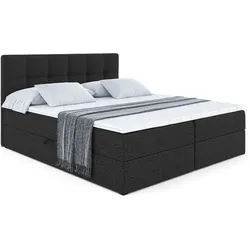 BOXBETT mit Matratze H4 und Lattenrost - MARCE - 200x200 - H4 - Schwarz