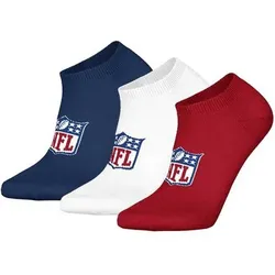 NFL Unisex Sneaker-Socken, 3er Pack - NFL Shield 3Pack Sneaker Socks, Logo, Baumwollmischung, Größe 39-42 in Blau Blau