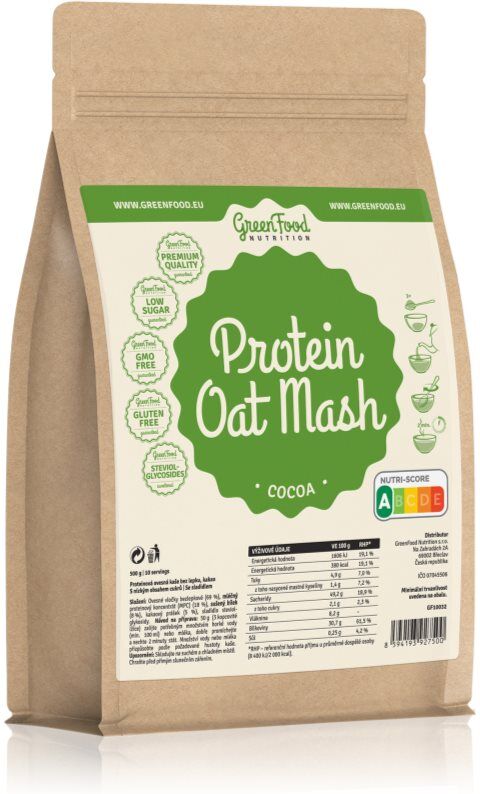 GreenFood Nutrition Protein Oat Mash gruau avec protéines saveur Cocoa 500 g