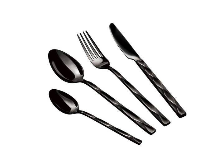 Besteckset 24--Teilig. Metall, Schwarz