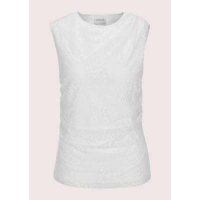 Kurzarmshirt MADELEINE "Shirt Shirt", Damen, Gr. 44, weiß, Obermaterial: 100% Polyester PES., Modern, Shirts, Edles Spitzentop mit Jerseyfutter und seitlicher Raffung