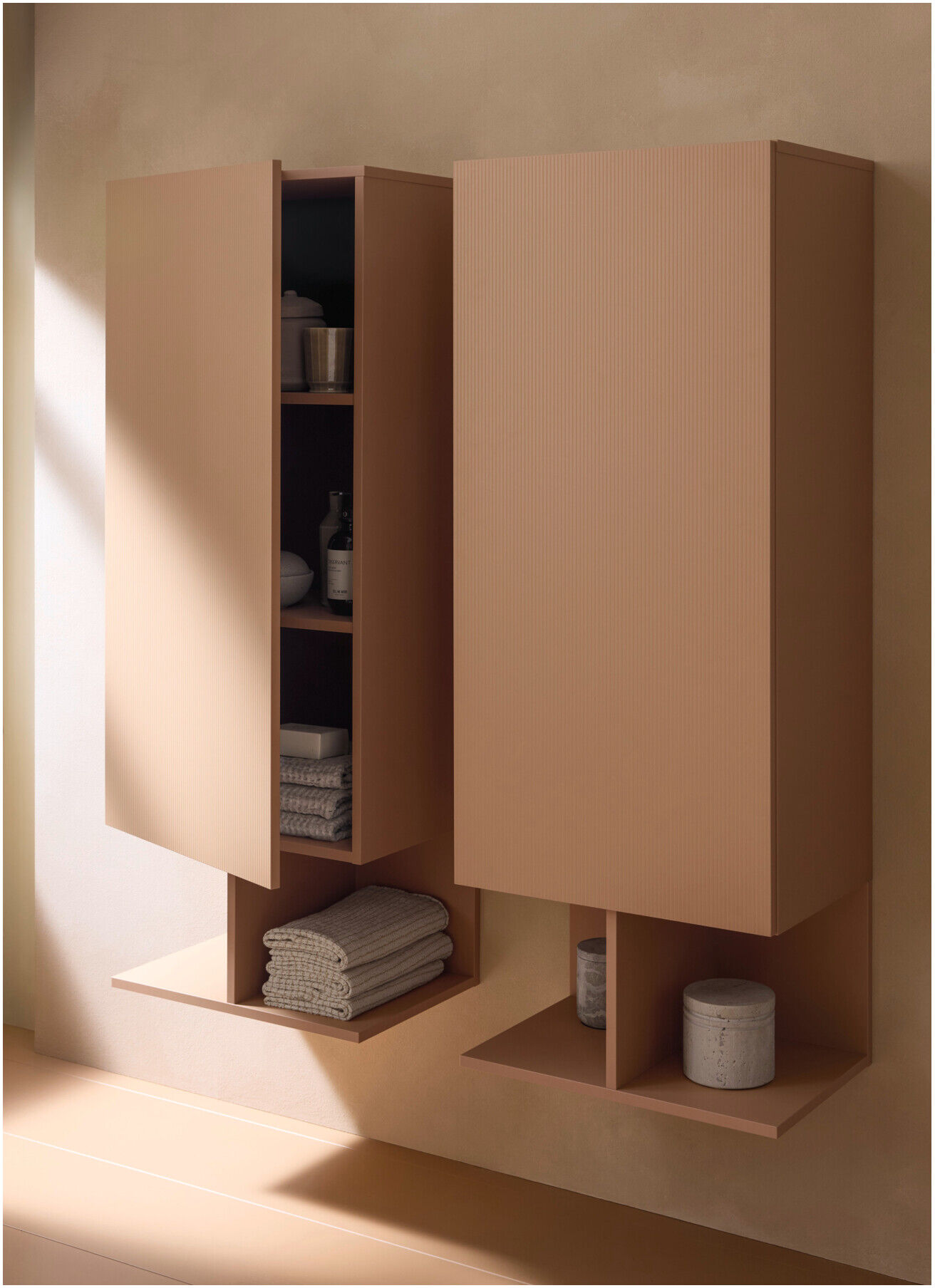 Duravit Halbhochschrank Balcoon 50x36x132cm, Tür li, Terra strukturiert (BA1302LJHIH0000)