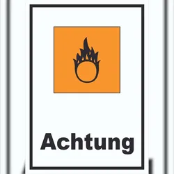 HB-Druck Schild Gefahrensymbol Brandfördernd Achtung Brand hochkant A6 (105x148mm)