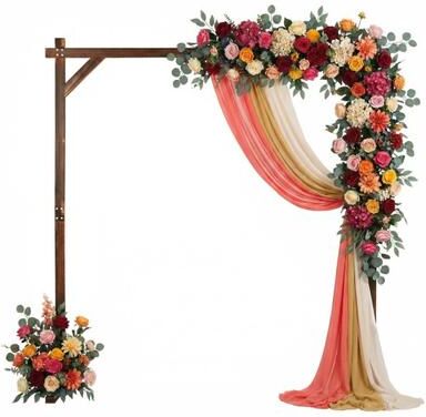 Costway Wooden Wedding Arch Solid Wood Arbor Backdrop Stand for Wedding Ceremony-Square