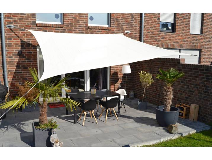 Sonnensegel FLORACORD, beige (cremefarben), B:360cm T:360cm, HDPE (High Density Polyethylen), Sonnensegel, Sonnensegel, BxT: 360x360 cm, cremeweiss