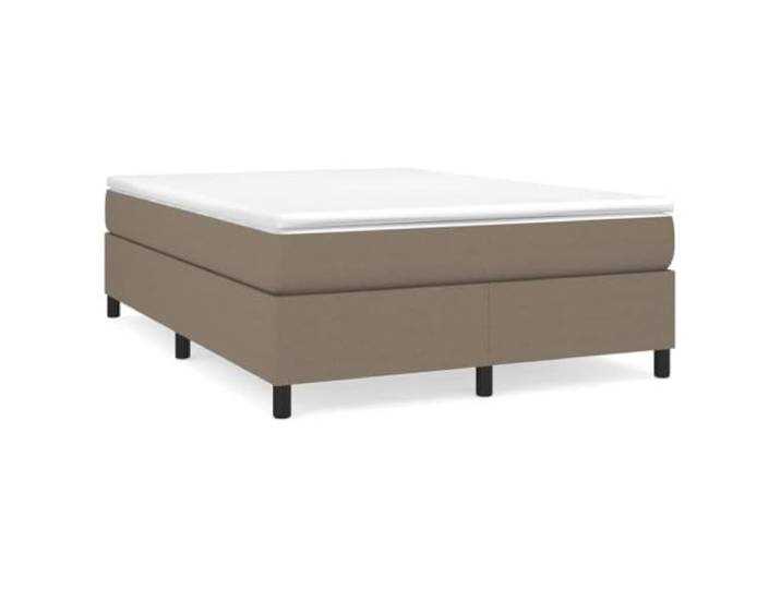 PUGYNBK Boxspringbett mit Stoffmatratze, Grau, Taupe, 140 x 200 cm Taschenfedern, mittlere Unterstützung, Holzlatten, atmungsaktiv, langlebig