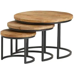 Wohnzimmer Tisch Satz 3-teilig im Industry und Loft Stil 48 cm hoch (dreiteilig)