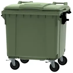 Müllcontainer fahrbarer Container 1100 L grün flacher Deckel, aus hochwertigem Kunststoff