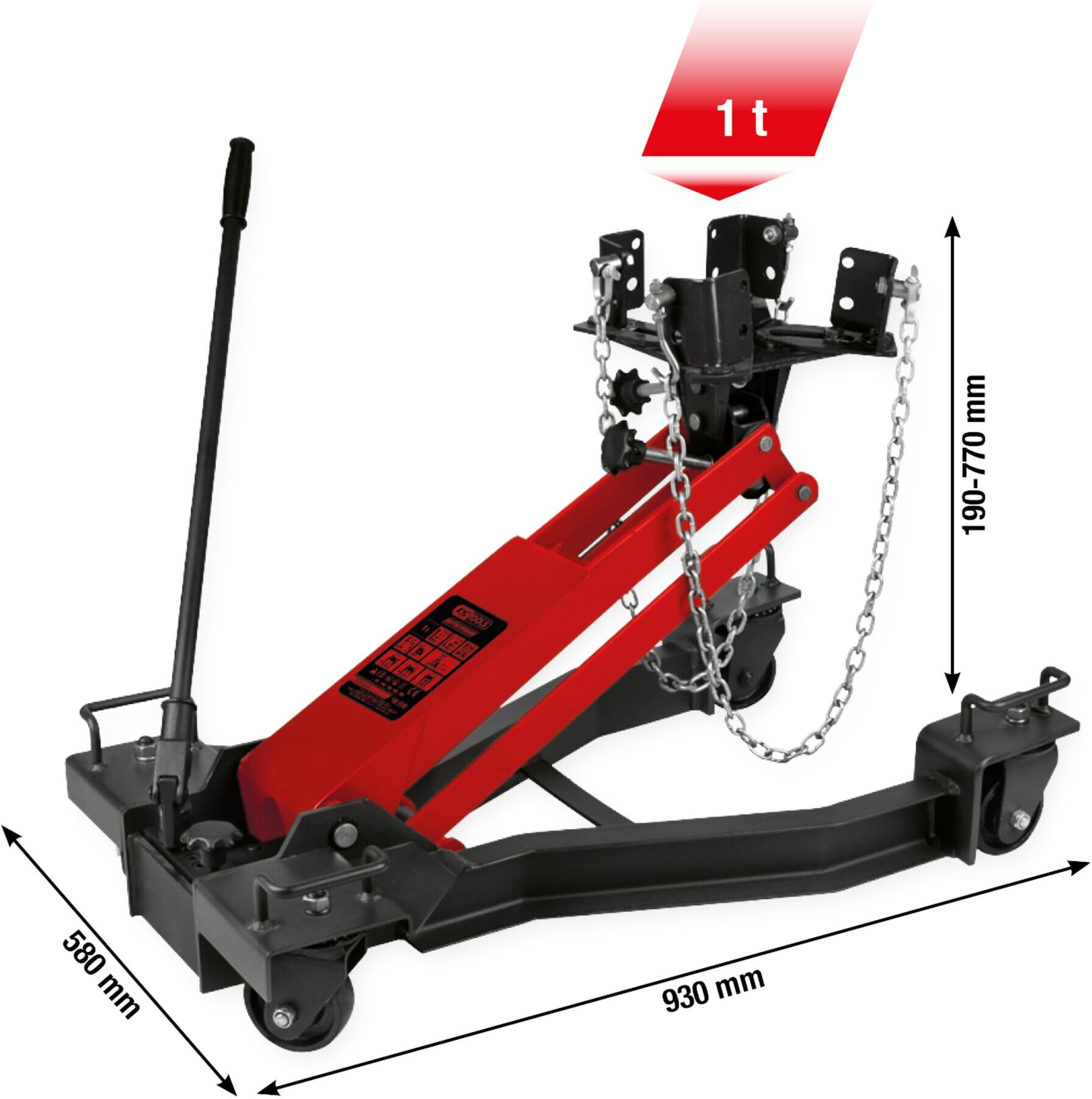 KS Tools performance Hydraulischer-Getriebeheber mit verstellbarer Aufnahmeplatte, 1 t (160.1330)