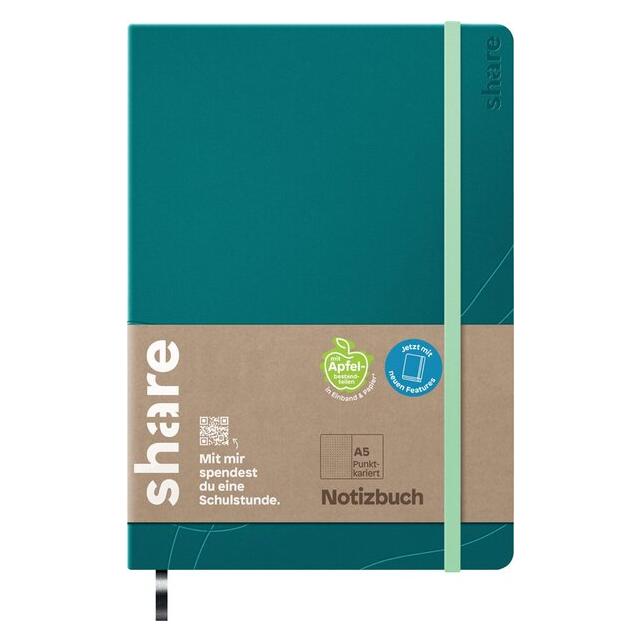 Share 4-0014059-1 4-0014059-1 Notizbuch punktkariert Petrol Anzahl der Blätter: (A5, Weicher Einband) (4-0014059-1)