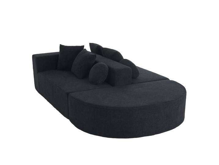 Elvmi Canapé Modulaire Convertible En Chenille\, Sans Montage\, Avec Coussins\, Noir