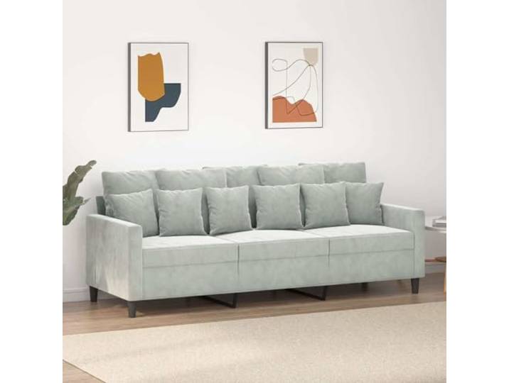HEFZGDB 3-Sitzer-Sofa Hellgrau 180 cm Samt Stoffbezug Metallgestell Polsterung Wohnzimmer Sitzmöbel Komfortabel Langlebig Modernes Design