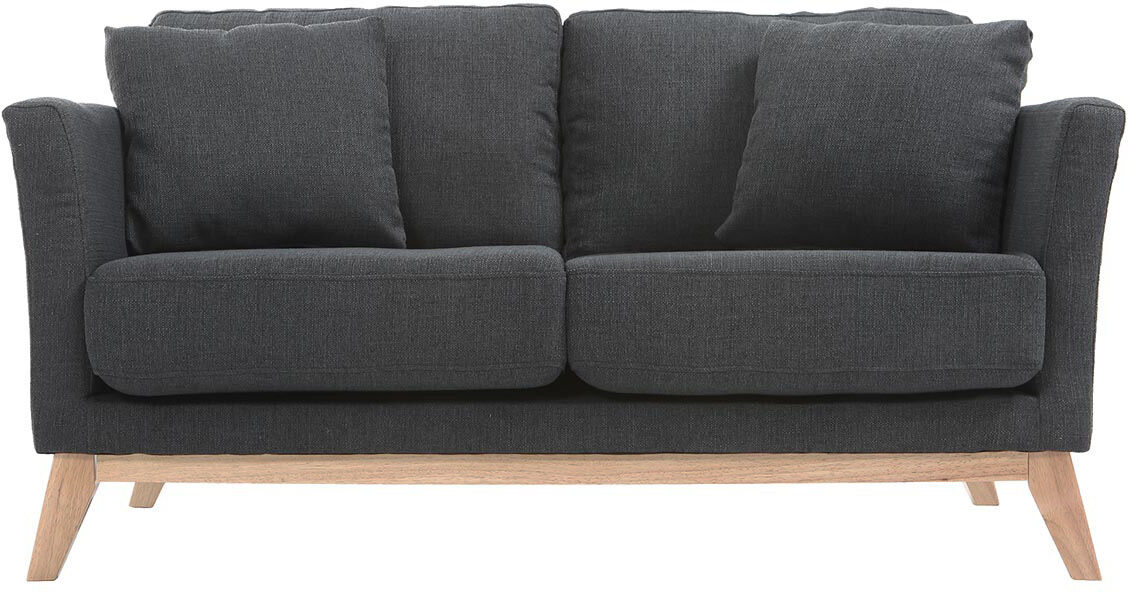 Miliboo Sofa skandinavisch 2 Plätze Dunkelgrau und helle Holzbeine OSLO