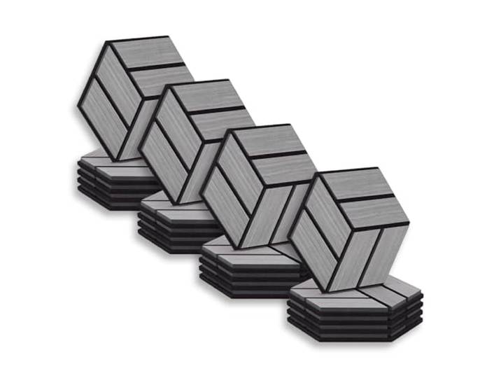 Homestyle4u 20x Hexagon Akustikpaneele 30x26x2 cm Grau Schallschutzplatten