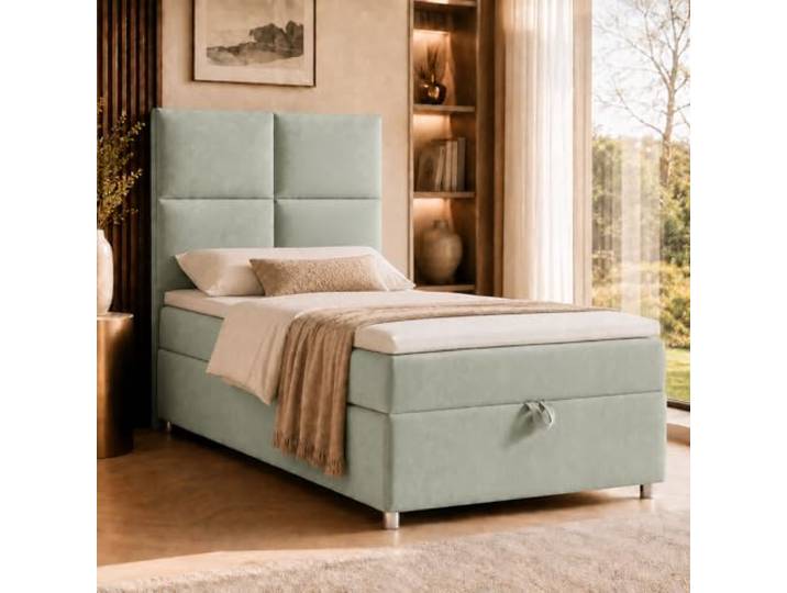 Best For Home Trinity K2 Boxspringbett Single Bonellfederkern Boxspringbett mit Matratze und Topper Boxspringbett 100x200 mit Bettkasten Einzelbett Polsterbett - Lieferung an die Bordsteinkante