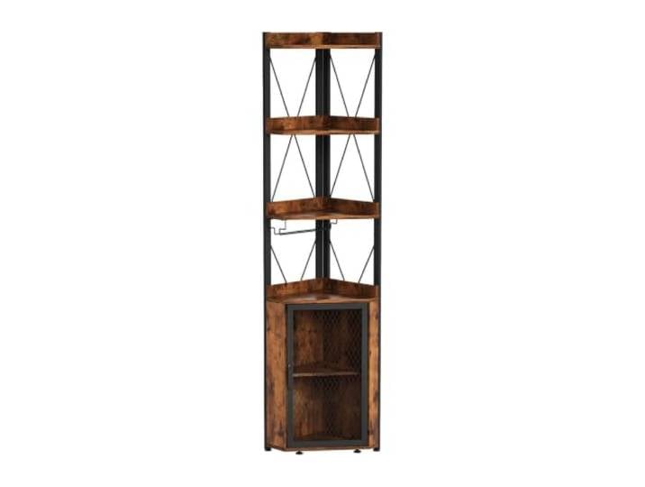 XPJYUA Eck Barschrank 5-stöckiger Eck-Barschrank mit Weinregal Mit Glashaltern und 3-stufig verstellbaren Innenregalen for das Wohnzimmer