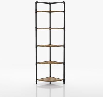 Furniture of America Nixie Rustic Sand Black Open Back Corner Bookcase