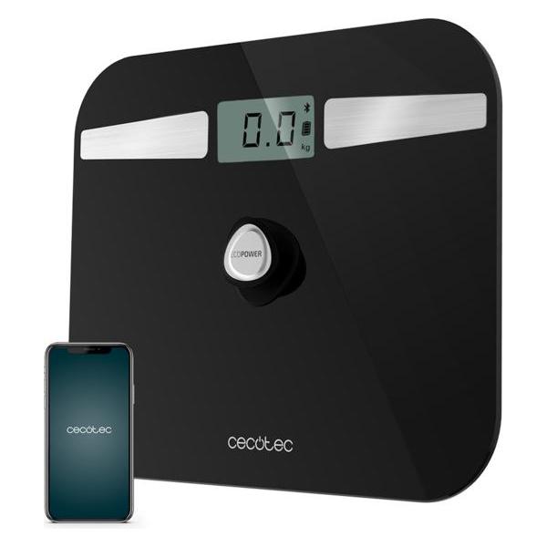 Cecotec Surface Precision EcoPower 10200 Smart Healthy Black Bathroom Scale with High Security Tempered Glas (180 kg) (04255)