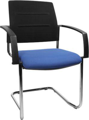 Schäfer Shop Select Freischwinger SSI Proline Visit S2, ergonomisch, Armlehnen, stapelbar bis 4 Stück, B 480 x T 480 x H 480 mm, blau/schwarz