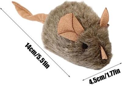 Uplift Treasures Interactive Plush Mouse Cat Toy Set With Squeaky Sound brown 3pcs