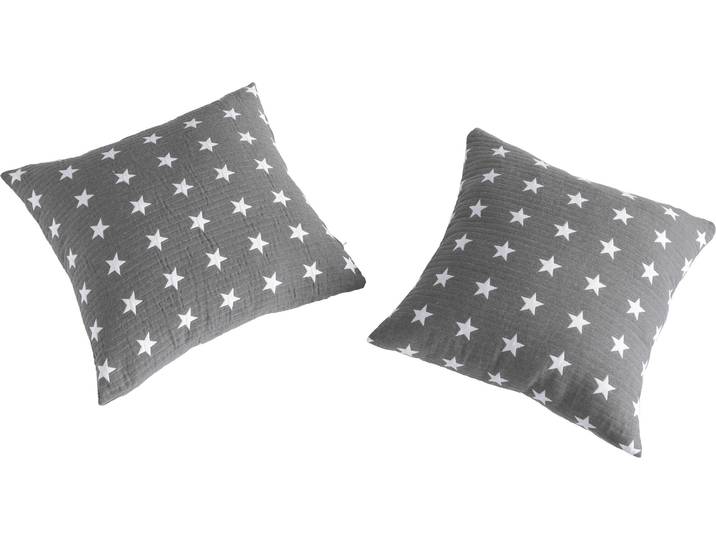 Kissenbezüge GOODPRODUCT Yolanda Kissenhülle im Sterne Design , grau (anthrazit), B:50cm L:50cm, Polycotton, Obermaterial: 50% Baumwolle, 50% Polyester. Füllung: 100% Polyester, Kissenbezüge, Kissenbezüge, mit Steppung