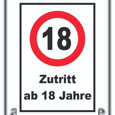 HB-Druck Zutritt ab 18 Jahre Schild A3 Rückseite selbstklebend