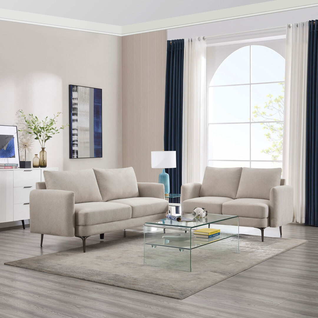 Metro 2 Piece Stationary Living Room Set Beige 2