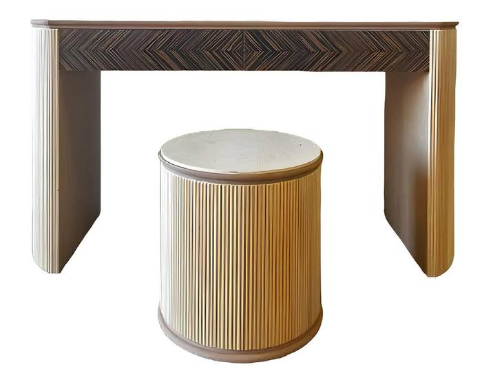 JVmoebel Schminktisch Eleganter Schminktisch mit Holzoberfläche und Wandspiegel (Schminktisch mit Hocker), Made in Europa