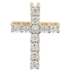 DIAMOUR Kreuz-Anhänger 11 Brillanten zus. ca. 0,25ct Gelbgold 585
