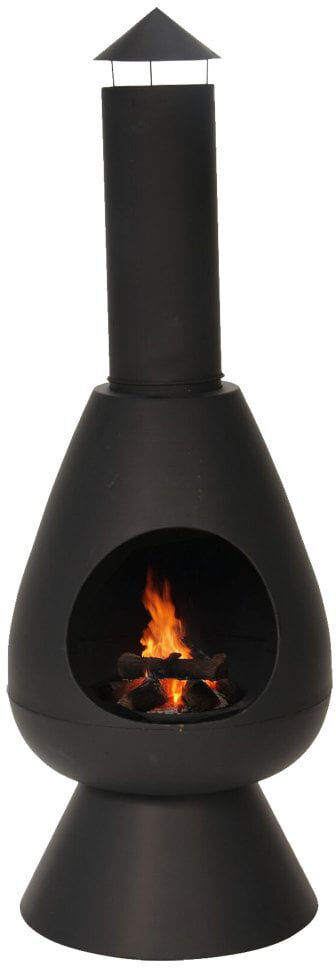 Borough Wharf Oval Steel Wood Burning Chimnea Black 110cm H X 40cm W X 40cm D