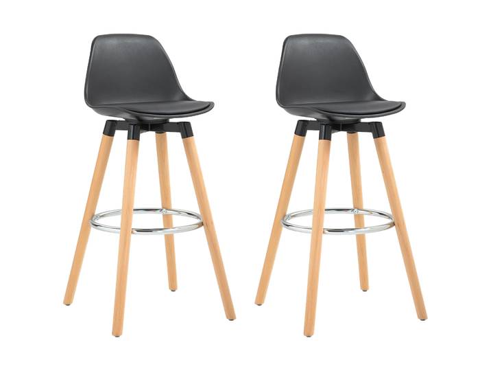 HOMCOM Set van 2 barkrukken/barstoelen Skandi-design, voetsteun, 43 cm x 43 cm x 91 cm, naturel + zwart