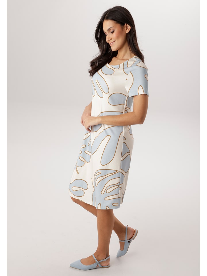 Aniston Kleid in Weiß/ Hellblau - 42