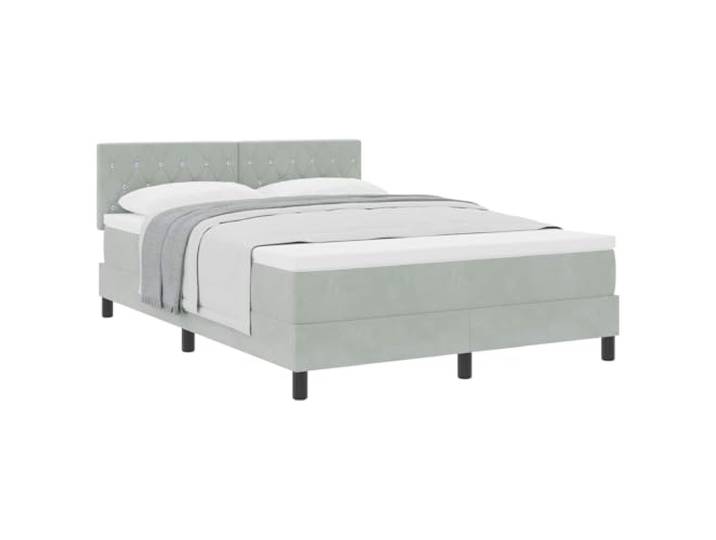 vidaXL Boxspringbett mit Matratze Hellgrau 140 x 200 cm Samt Super weich und angenehm zu berühren, Sorgt dafür, dass deine Matratze stabil bleibt,
