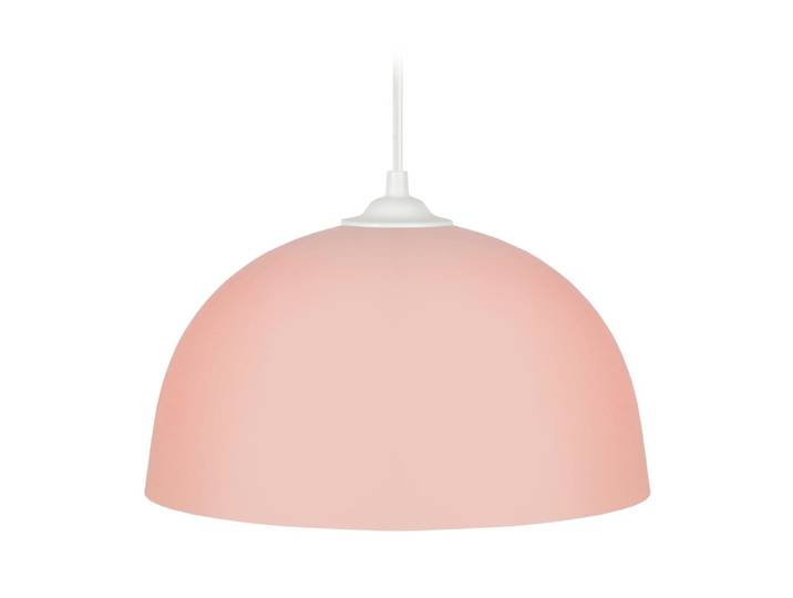 Suspension métal blanc abat-jour rose