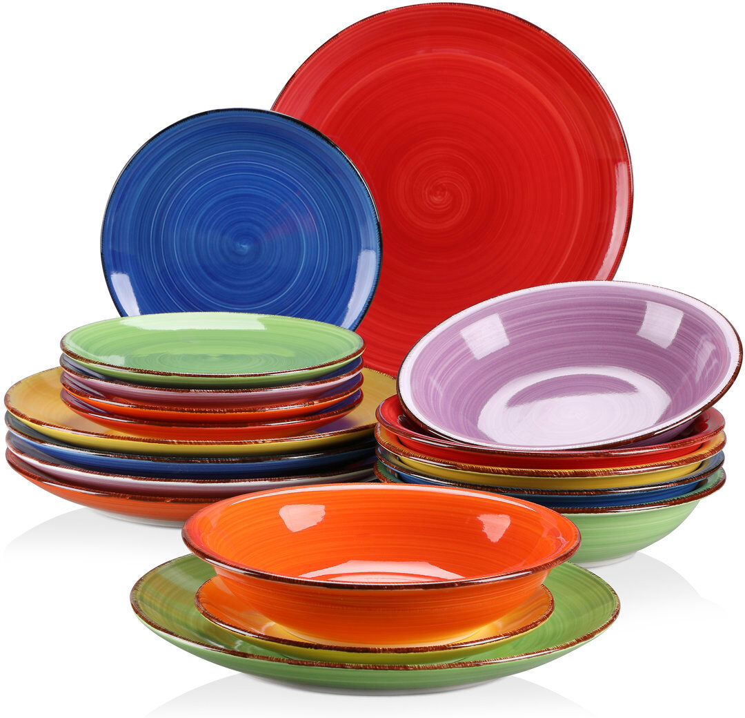 Vancasso BOMOOTIUR 18 Piece Colorful Dinnerware Set Service for 6 Assorted Colours 18